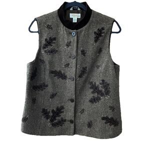 Talbots Vintage Tweed Autumn Leaves Wool Vest Medium 90s Classic Academia